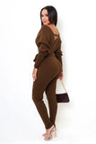 Chocolate Sweater Jumpsuit - Cynt's Fashions Boutique 