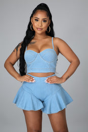 2 Pc Light Wash Short Set 2 Pc Light Wash Short Set - Cynt's Fashions Boutique