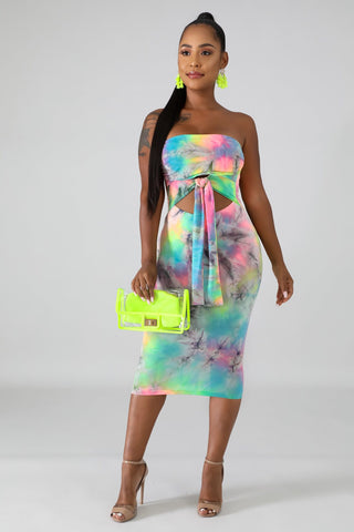 Tie Dye Tube Midi Dress - Cynt's Fashions Boutique 