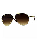 Gold Studded Aviator Sunglasses - Cynt's Fashions Boutique 