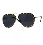 Gold Studded Aviator Sunglasses Smoke - Cynt's Fashions Boutique 